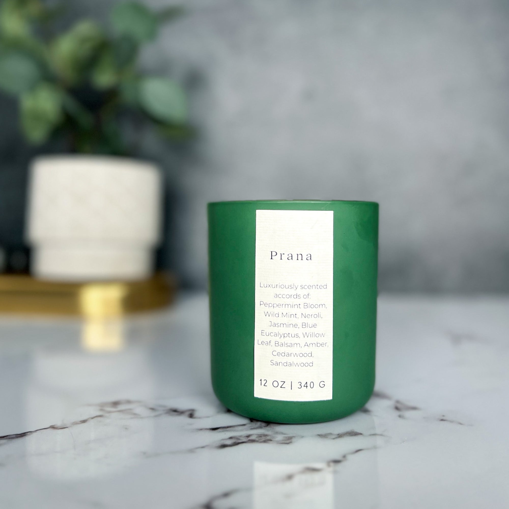 Prana Candle Collection, a minty & eucalyptus home fragrance collection.
