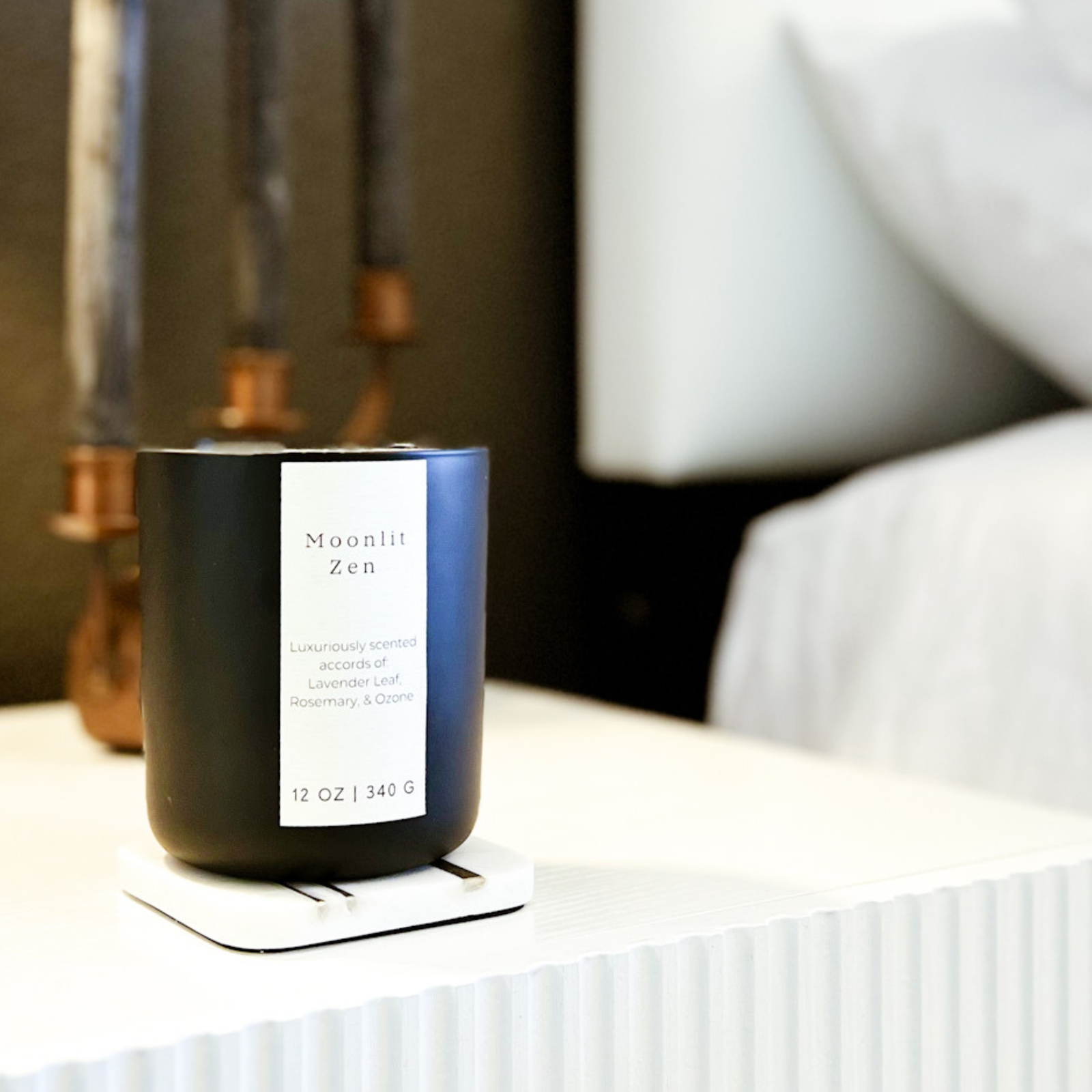 Moonlit Zen Candle in a Matte Black Candle Vessel | 12 oz