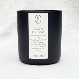 Bond's Boudoir Wood Wick Candle 12 oz | Leather & Amber Scented Candle