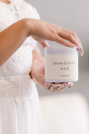 Custom Label Wedding Candle | Two - A Clean & Sophisticated Scented Candle | 11 oz