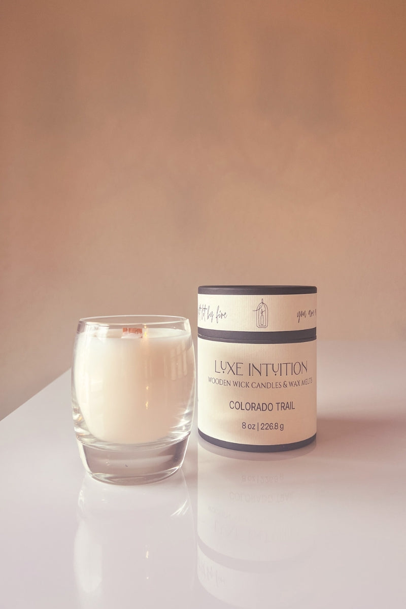 Colorado Trail Coconut Wax Candle, a green and fresh fragranced candle for the Colorado home.