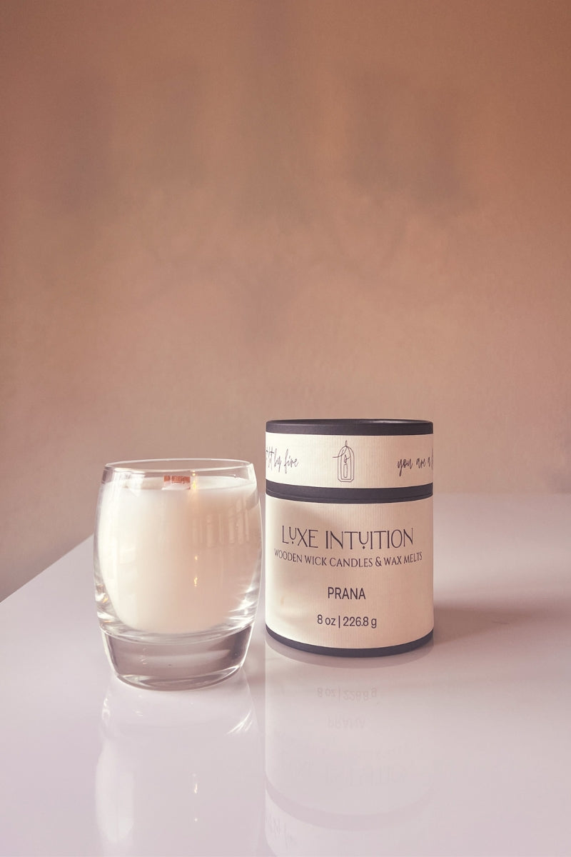Prana Coconut Wax Candle, a relaxing spa fragrance for the minimalist home.