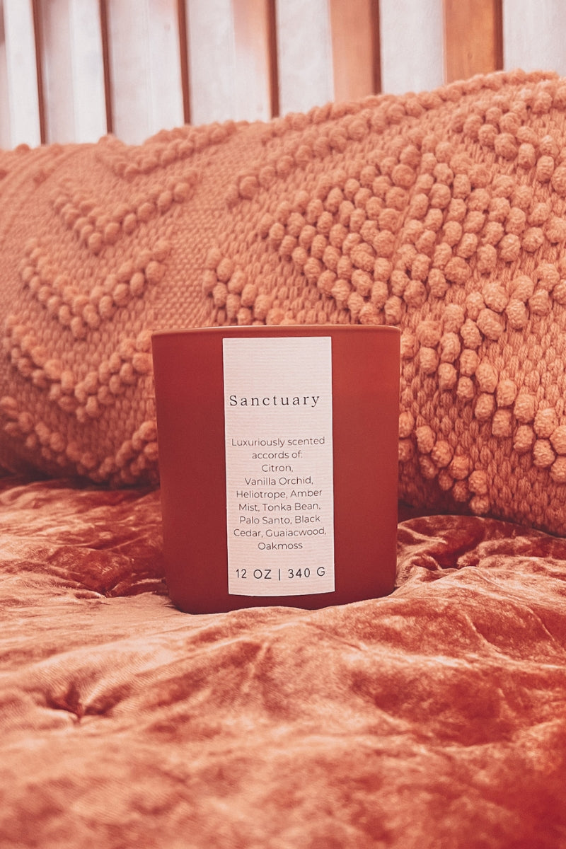 Sanctuary luxury scented candle | Luxe Intuition Wooden Wick Candles & Wax Melts