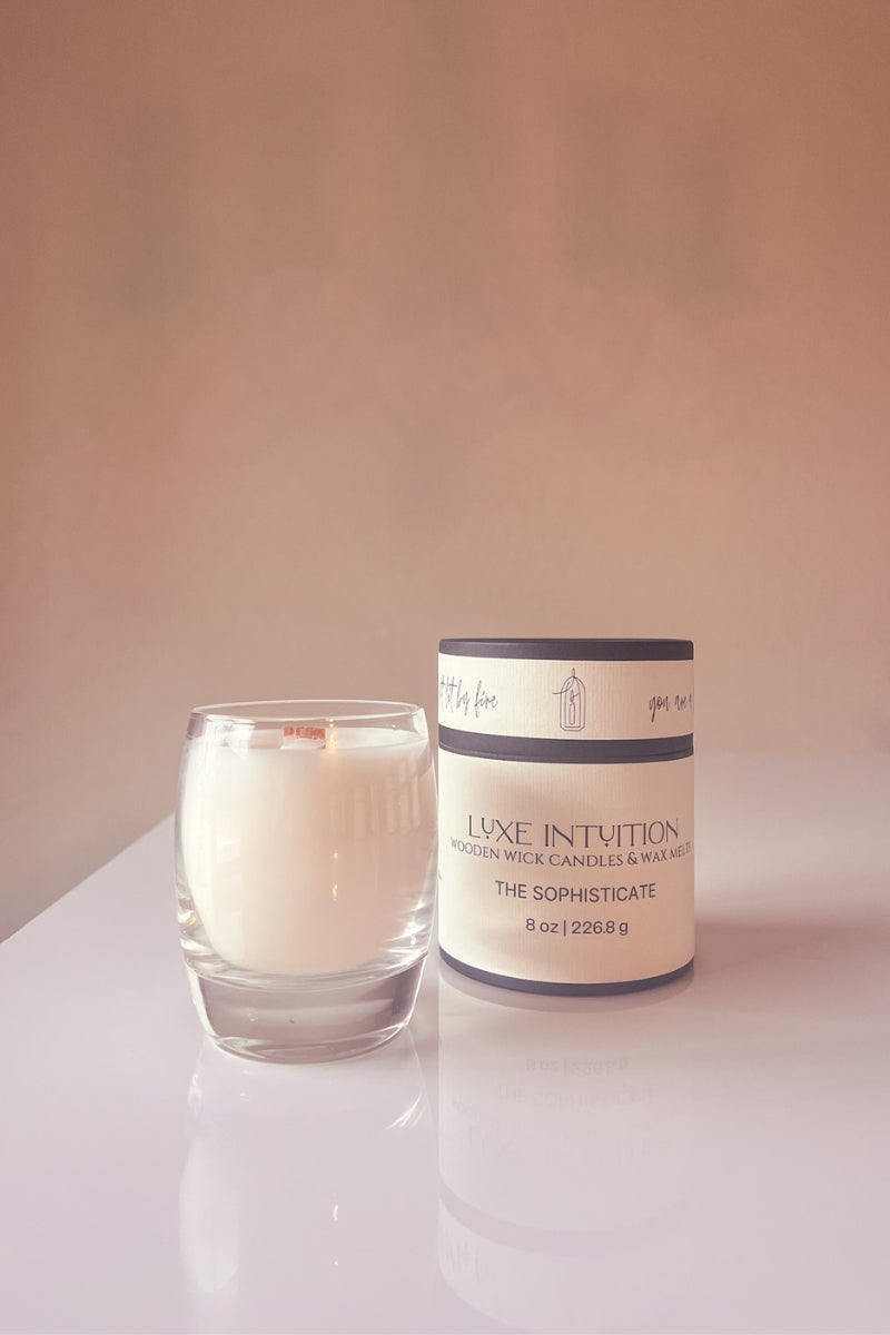 The Sophisticate Candle 8 oz, Luxury Scented Candle, Vegan Candle - Luxe  Intuition, Wooden Wick Candles