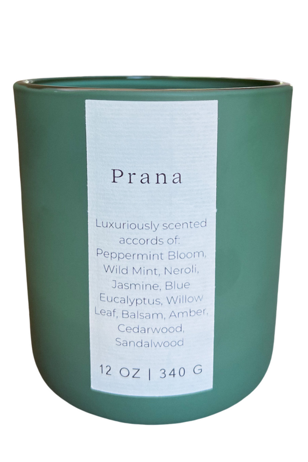 Prana Candle 12 OZ Wild Mint & Eucalyptus Wooden Wick Candle Luxe